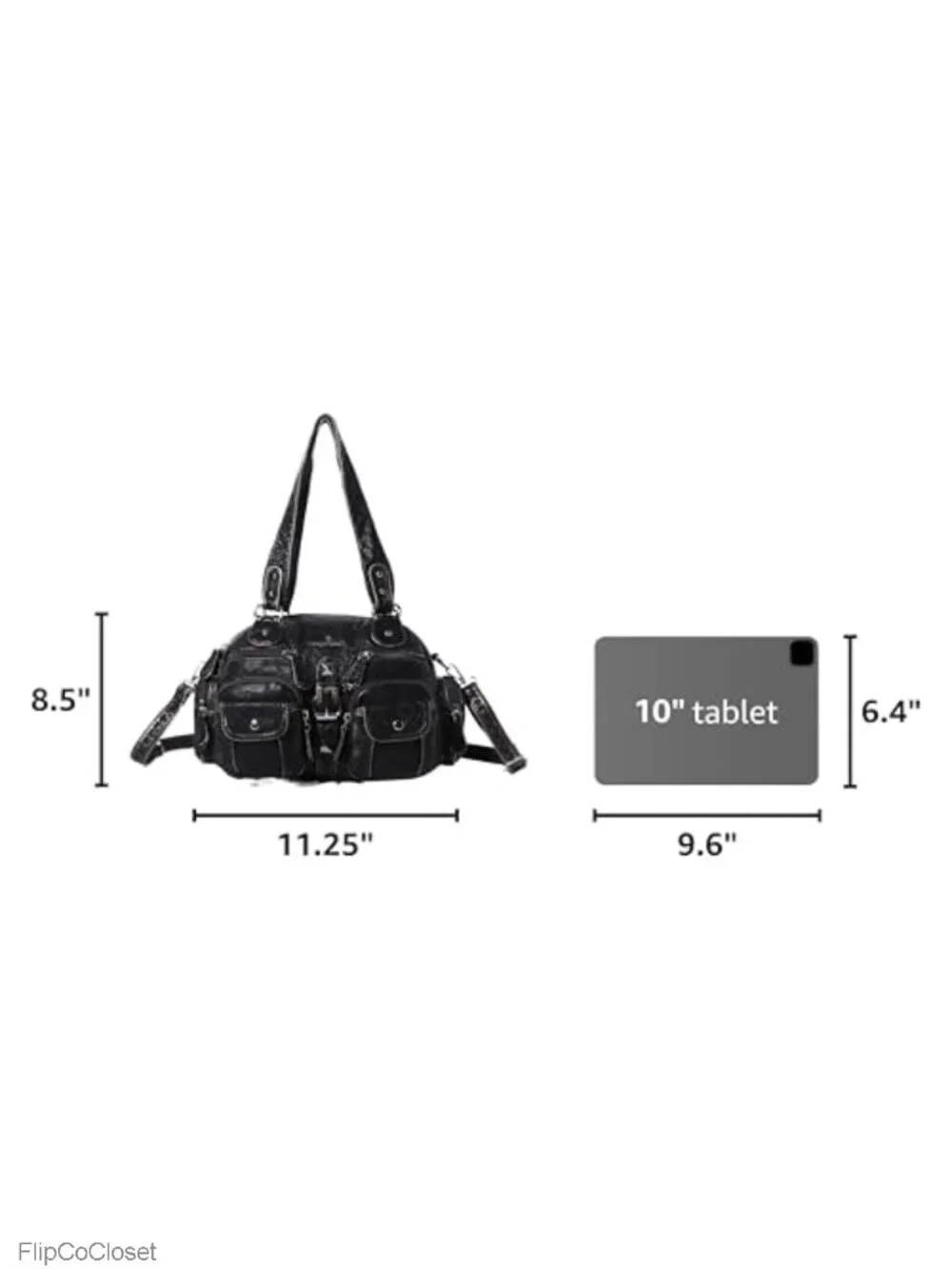 Washed PU Leather Hobo Crossbody Shoulder Bag Multi-Pocket Detachable Strap